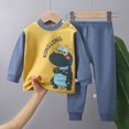 thumbnail image 2 of TOWED22 Toddler Boys Pajamas Truck Cotton Kids Dinosaur 2 Piece Truck Pjs Fall Winter Sleepwear Clothes Sets 6-12 Months 12-24 Months 2t 3t 4t 5t 6t 7t 8t 9t Children,Navy,6-12 M, 2 of 4