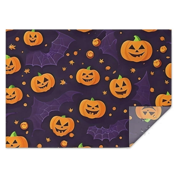 Halloween Pumpkin Bat Pattern Rectangle Tablecloth 60"x84",Waterproof Polyester Rectangle Table Cloth, Wipeable Spillproof Polyester Tablecloth for Dining, Camping, Indoor and Outdoor