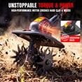 thumbnail image 3 of EWORK Cordless Tiller Cultivator 20V, 2x2.0Ah Battery, 80-Minute Runtime, 9-Inch Width 7-Inch Depth Electric Garden Tiller, 3 of 8