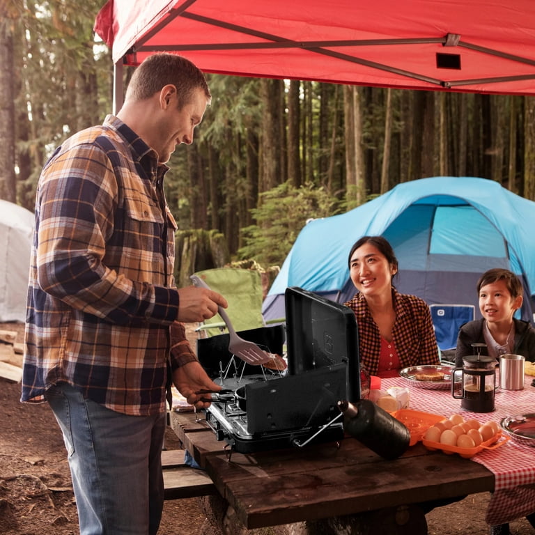 Outbound Double Burner Portable Propane Camping Stove w/Storage Case, Black  - Walmart.com