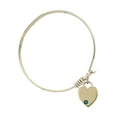 thumbnail image 2 of 6 1/4 inch Round Eye Hook Bangle Bracelet w/ Heart medal charm w/ May Green Swarovski Crystal, 2 of 3