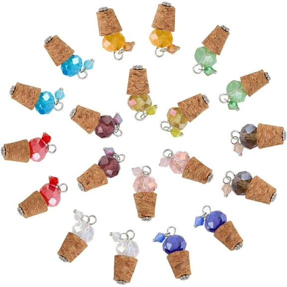 1set 20pcs 10 colors Cork Bottle Stoppers Bottle Tampions with Glass Mixed color 29mm