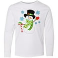 thumbnail image 3 of Inktastic Christmas Snowman in Top Hat with Candy Cane Long Sleeve Youth T-Shirt, 3 of 5