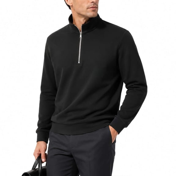 AZoiNM Men's Quarter Zip Pullover Sweatshirt, Long Sleeve Mock Neck Fleece Sweater, Casual Lightweight Layering Top