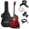 Ashthorpe Left-Handed Full-Size Cutaway Dreadnought Acoustic Electric Guitar Package, Red