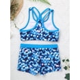 thumbnail image 4 of inlzdz Kids Girls Swimsuit Two Piece Tankini Swimwear Summer Beach Rash Guard Bathing Suits Blue 16, 4 of 7