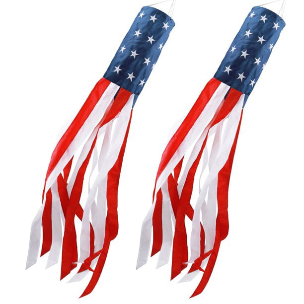 B Nianci 2 Pieces American USA Flag Windsock 40 Inch Stars and Stripes Patriotic Hanging Decorations with Clip for Veterans Day Outdoor Garden Supplies 
