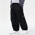 thumbnail image 6 of NAISIBABY Boys Cargo Pants, Elastic Waist Casual Baggy Straight Leg Kids Cotton Fashion Pants Black 11T, 6 of 9