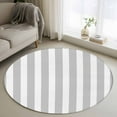thumbnail image 2 of Grey Striped Large Area Rugs for Bedroom Living Room, Soft Non Slip Carpet Bedside Rug, Modern Farmhouse Gray White Stripes Round Floor Cover Kitchen Accent Rug 4' for Dining Room/Office, 2 of 9