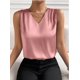 thumbnail image 1 of Xuyuer Women's Casual Fashion Solid Color V-Neck Satin Top, Chic Short Sleeve Blouse for Dinner Dates, Cocktail Parties and Spring Summer Evening Wear, 1 of 7