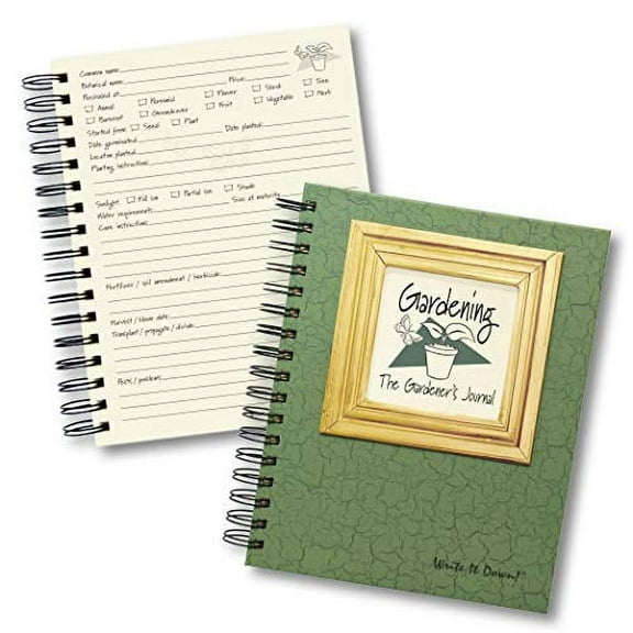 Journals Unlimited "Write it Down!" Series Guided Journal, Gardening, The Gardener's Journal, with a Green Hard Cover, Made of Recycled Materials, 7.5"x 9"