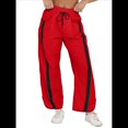 thumbnail image 1 of Pantalones Deportivos Holgados de Pierna para Mujer, Informales, con Cordón Ajustable y Cintura Elástica, en Colores Contrastantes, Estilo Y2K. Rojo M, 1 of 7