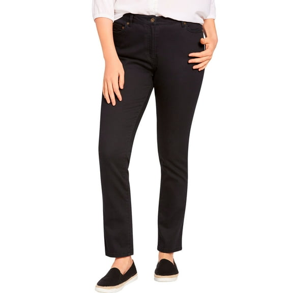 Woman Within Plus Size Petite Stretch-Denim Slim-Leg Five-Pocket Jeans