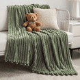 thumbnail image 5 of Cozy Plush Fleece Throw 51x63 Inch, Olive Green Pompom Fringe Blanket for Couch Bed, 5 of 5