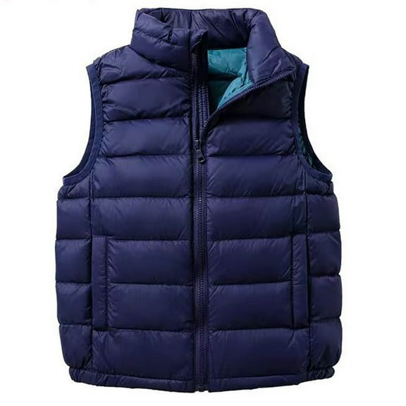 Winter Puffer Vest for Kids Boys Girls Quilted Sleeveless Zip Up Jacket with Pockets Toddlers Warm Outerwear, Blue