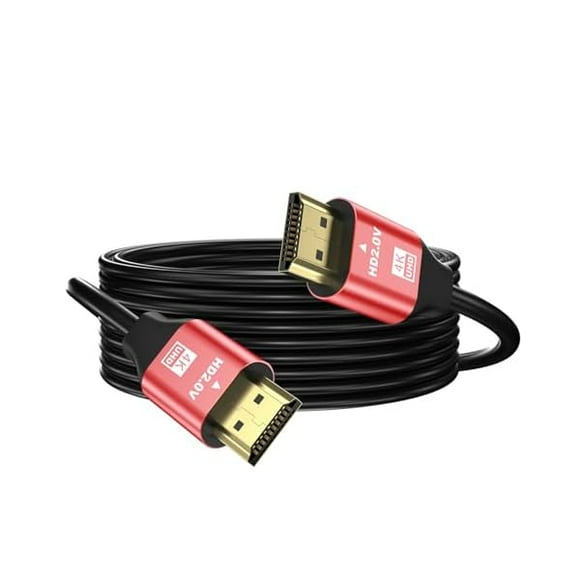 4K Hdmi Cable 25FT, High Speed Hdmi 2.0 Cable 4K@60Hz 2K@120Hz, Gold-Plated Connector 3D ARC HDCP 2.2 &2.3 for HDTV/Blu Ray Playback/Projectors/Laptops/PS4/PS5(Red)