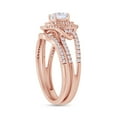 thumbnail image 3 of AFFY 1CT Moissanite Diamond Double Halo Split Shank Wedding Bridal Ring Set in 14K Rose Gold over Silver-9.5, 3 of 6