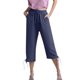 thumbnail image 3 of WILLBEST Pantalones Capri Casuales de Lino con Cordón Ajustable para Mujer, de Color Liso, Cómodos para Uso Diario. Extra Grande, 3 of 8