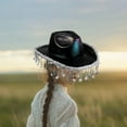 thumbnail image 6 of Western Cowboy Hat Cowgirl Hat Party Carnival Outdoor Sun Cap Elegant Tassels Cloth Material for Women, 6 of 9