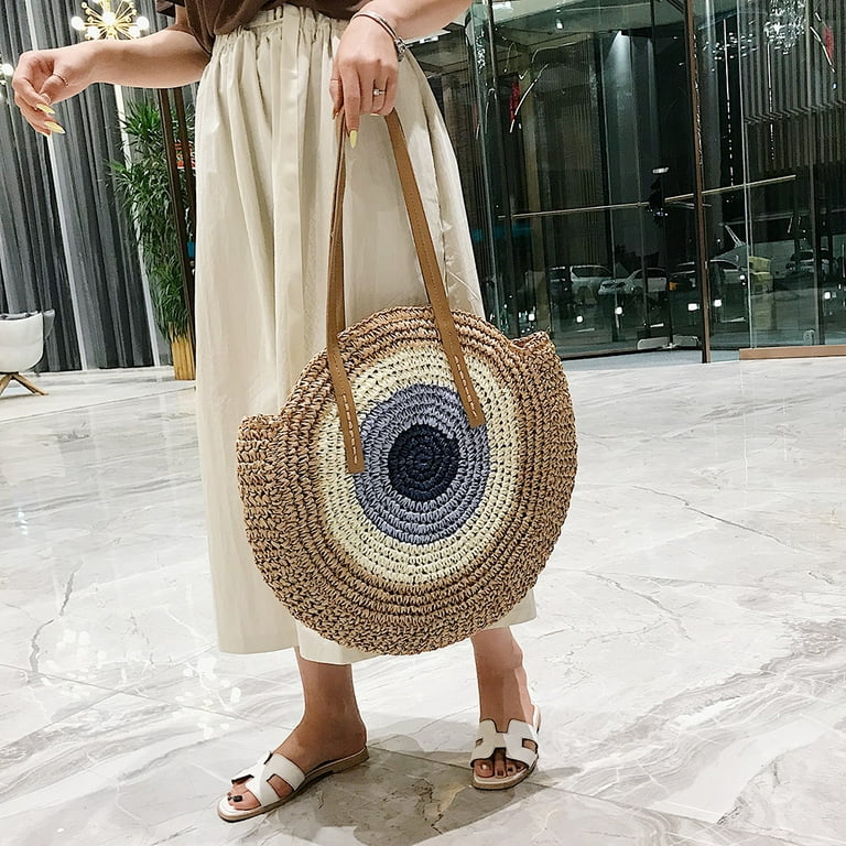 Vakind Straw Rattan Bag Woven Women Summer Messenger Bags Handbag (Light Brown), Women's, Size: 16.77 x 15.6 x 3.9