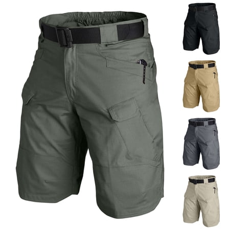 Mens Cargo Shorts Casual Tactical Waterproof Shorts for Work Golf Fishing with Pockets Khaki 4XL