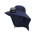 thumbnail image 4 of Sombrero de ventilador solar, sombrero de cubo, sombrero de ala ancha para el sol, para ciclismo, mochilero, mujeres y hombres Azul profundo, 4 of 8