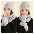 thumbnail image 3 of Unisex Hat Scarf Gloves Sets Men Women Knitted Cuffed Skull Cap Long Scarf Touch Screen Mittens Winter Warm Matching Set, 3 of 3