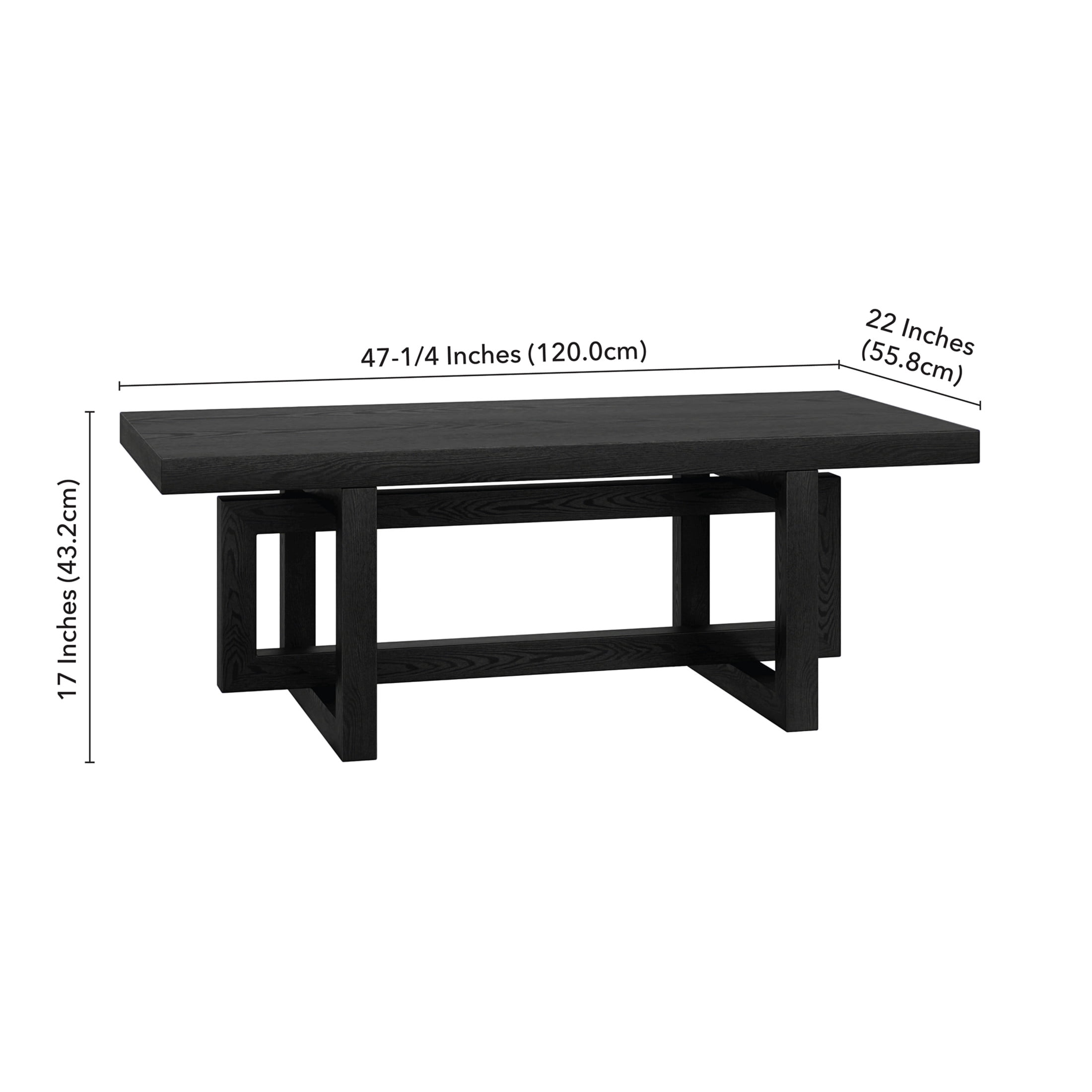Evelyn&Zoe Modern/Contemporary 47" Wide Black Grain Coffee Table