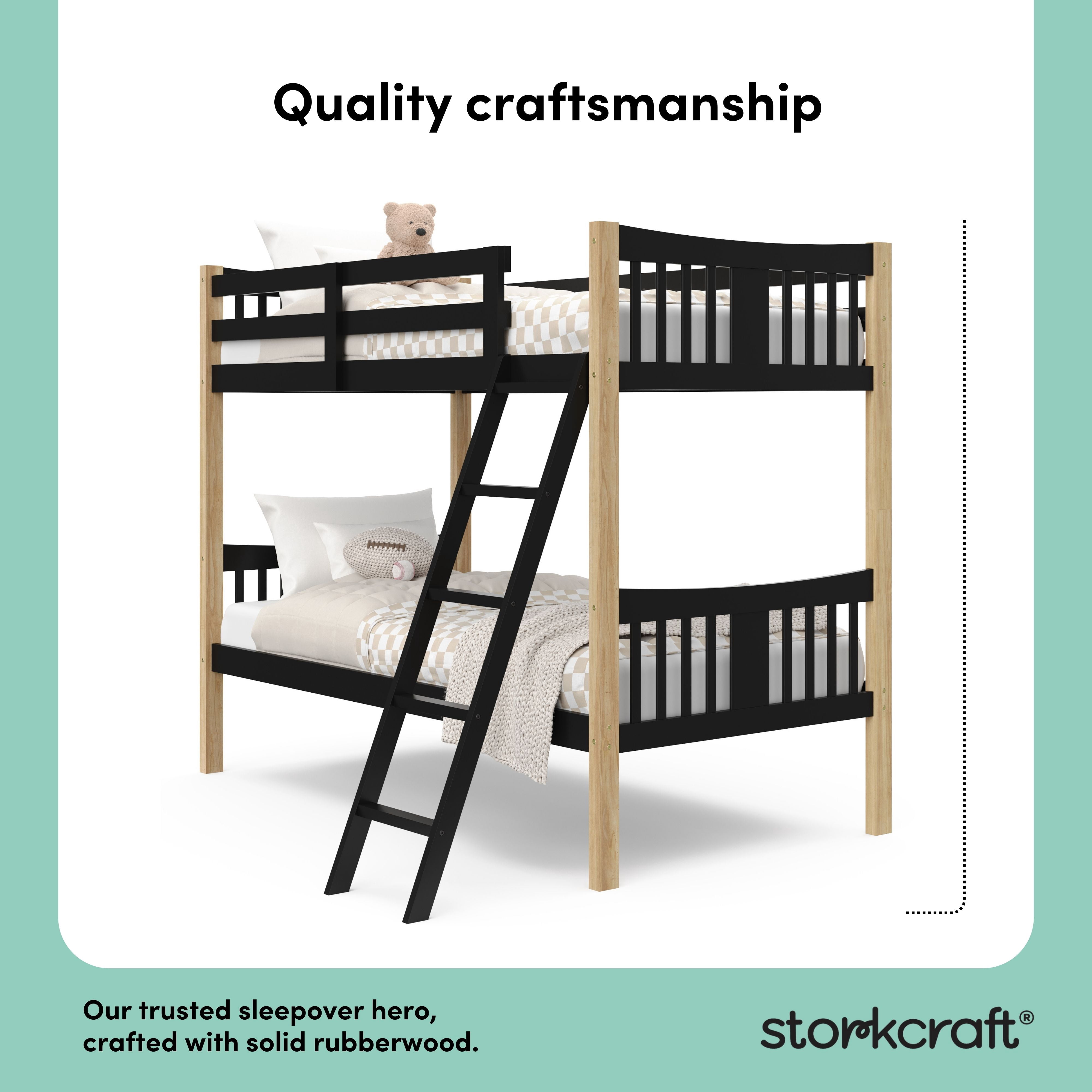 Storkcraft Caribou Twin over Twin Bunk Bed, Black with Natural