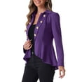 thumbnail image 4 of INSPIRE CHIC Women's Turn Down Collar Open Front High-Low Hem Gothic Peplum Blazer XL Dark Purple, 4 of 6
