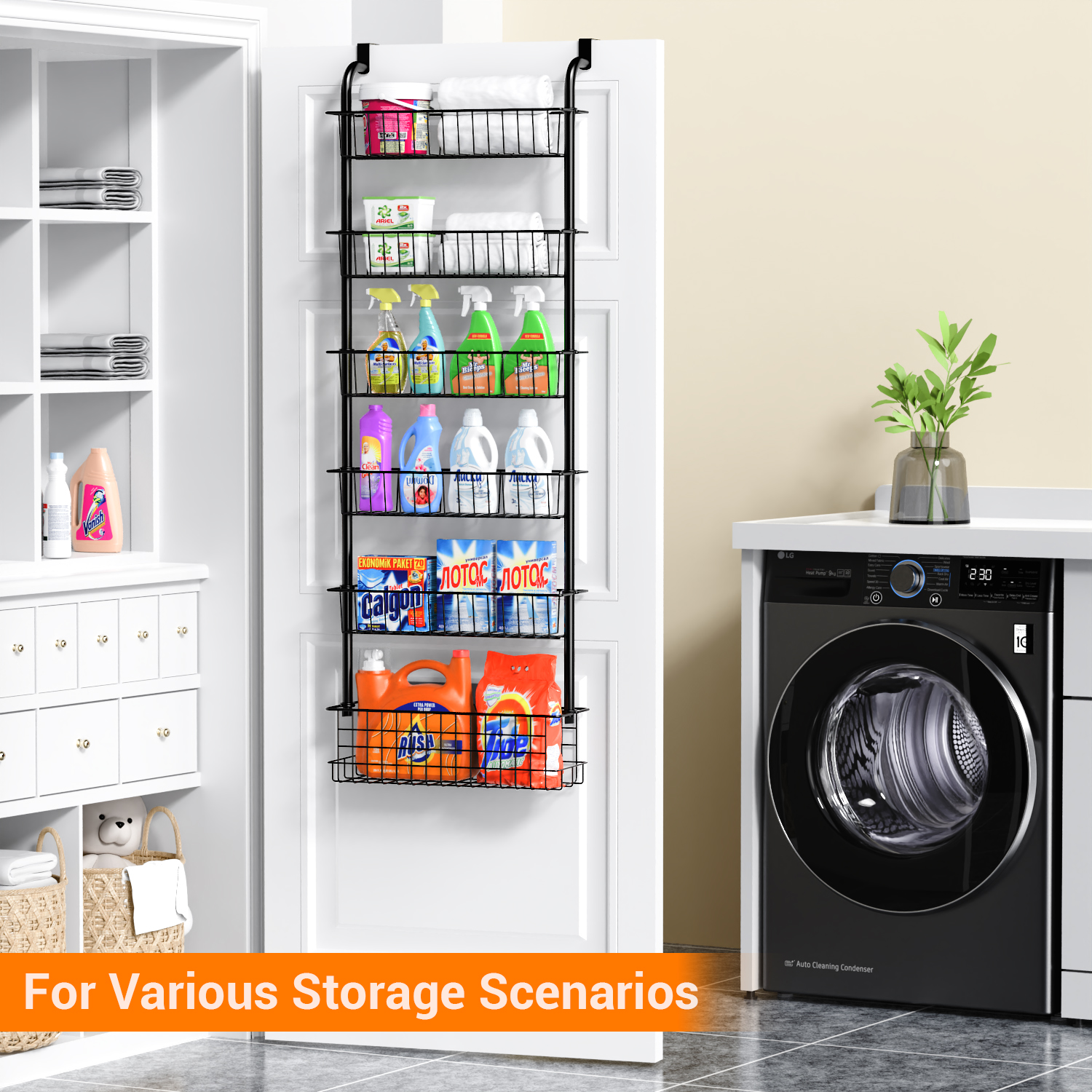 Foukus 6-Tier Over-the-Door Pantry Organizer, Black photo 5