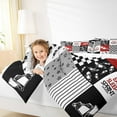 thumbnail image 4 of Manfei Boys Tractor Excavator Queen Comforter Set, Cartoon Farm Truck Bedding Sets, Grey Red Patchwork Plaid Reversible Bedding Comforter Set, Breathable Home Decor, 3pcs, 4 of 8