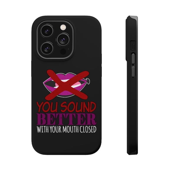 DistinctInk Tough Case for Apple iPhone 15 PRO (6.1" Screen), Compatible with MagSafe Charging - Sound Better With Mouth Closed