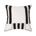 thumbnail image 1 of Funda de almohada bohemia SUNRI con bordado a rayas, color beige y negro, 1 of 8