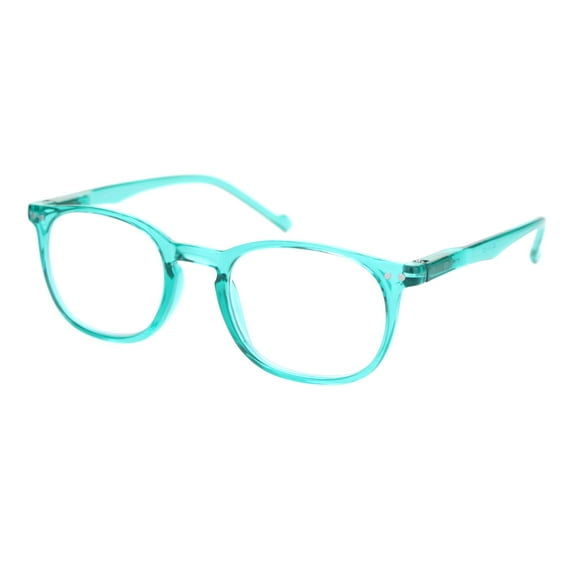 Thin Plastic Keyhole Rectangle Hipster Design Reading Glasses Teal +2.75