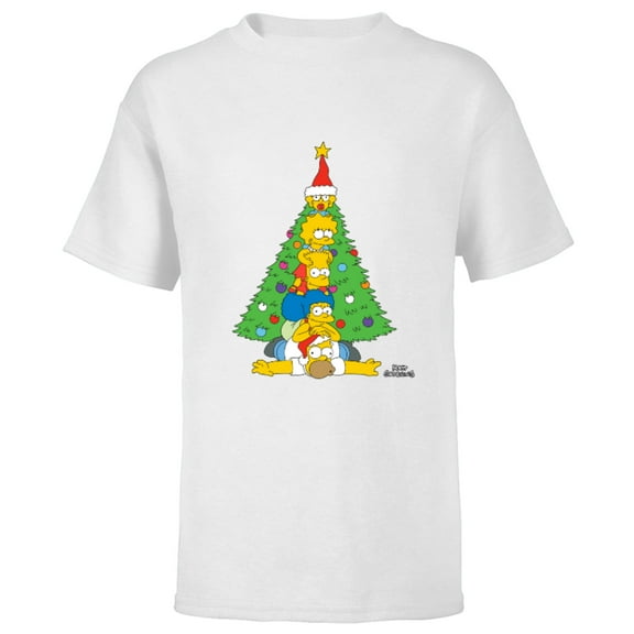 The Simpsons Family Christmas Tree Holiday - Short Sleeve T-Shirt for Kids – Customized-White