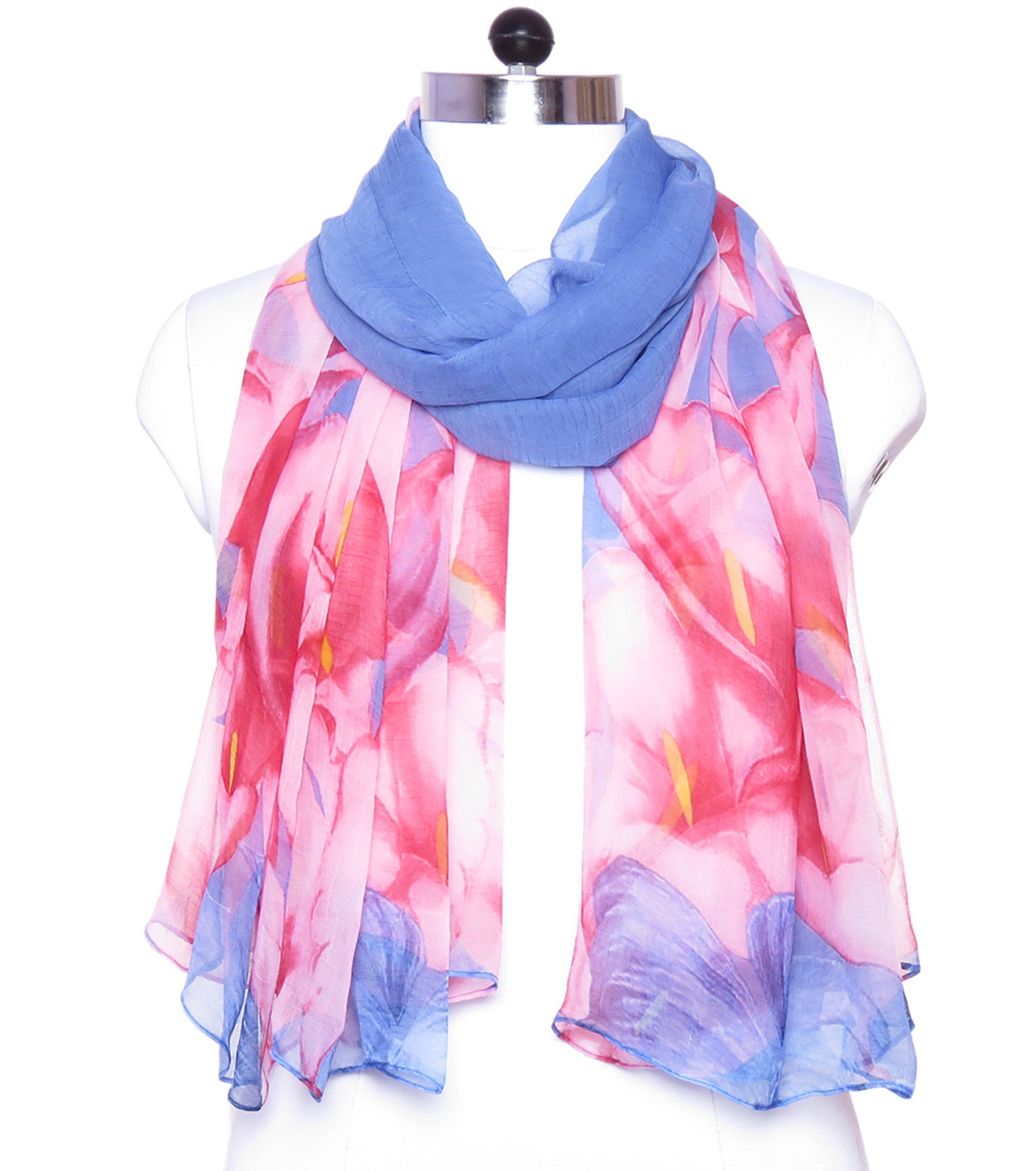 Oussum Blue Scarfs for Women Viscose Silk Fashion Scarfs Summer