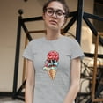 thumbnail image 3 of Tee Hunt Undead Zombie Ice Cream T-Shrit Happy Halloween Eat Brains Women's T-Shirt Tee, Gray, XX-Large, 3 of 5