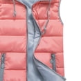 thumbnail image 3 of Fshiont Women's Puffer Vest Zip Up Quilted Padded Winter Hooded Vest Warm Jacket Outerwear Vest Pink 2XL, 3 of 5
