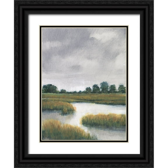 OToole, Tim 12x14 Black Ornate Wood Framed with Double Matting Museum Art Print Titled - Salt Marshes II