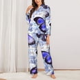 thumbnail image 2 of Haiem Butterflies Pattern Women’s Long-sleeve Sleepwear,Sleepwear Set,2-piece Loungewear Set,Soft PJs Comfy Nightwear with Pockets-X-Large, 2 of 7