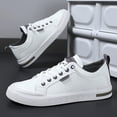 thumbnail image 5 of Men's White Low-Top Sneakers with Slip-On/Lightweight Hiking Walking Shoes Suitable for - Casual Wear, Commuting, Urban Outdoor - Solid Color，Lace-Up Closure - Breathable PU Upper & Durable PVC Sole, 5 of 9