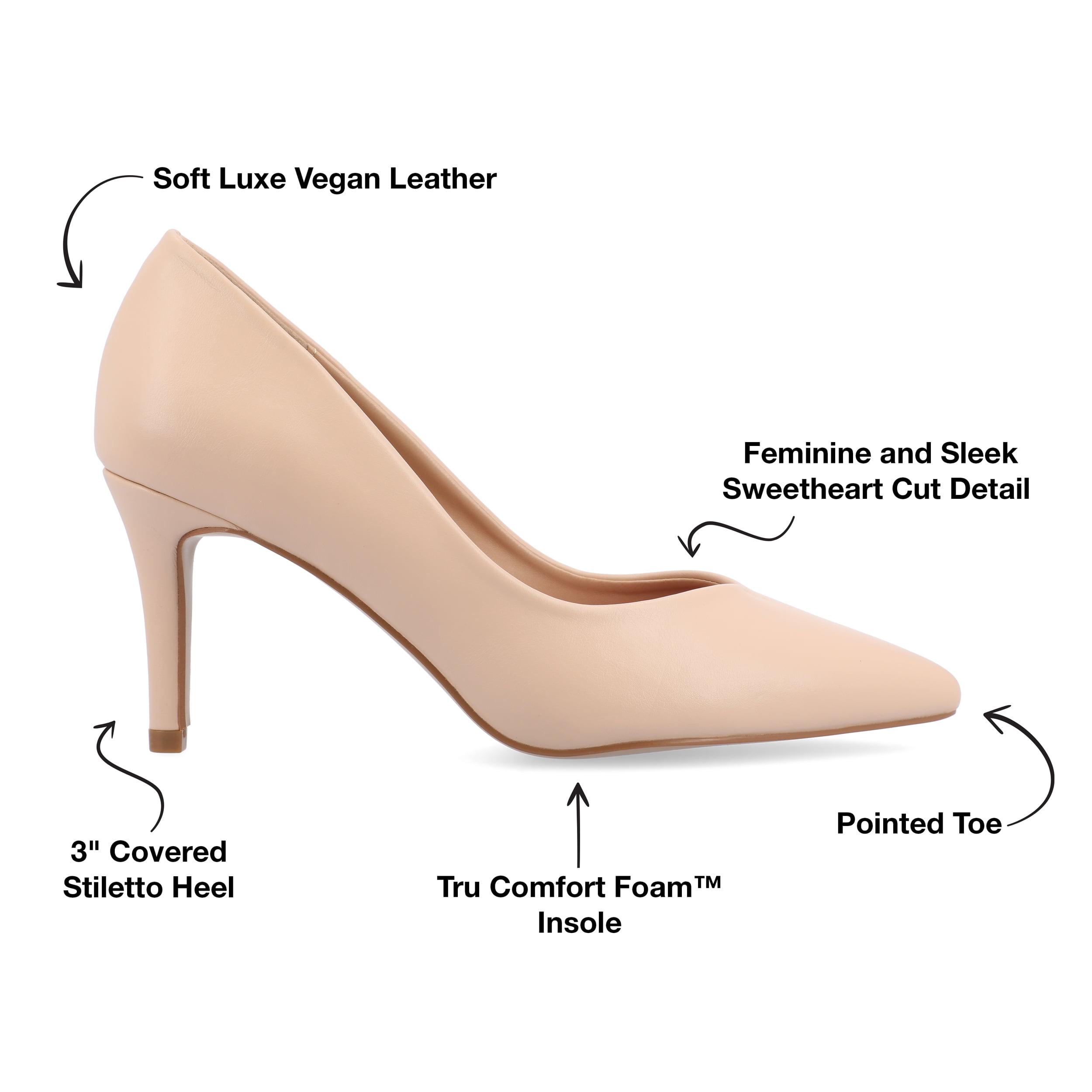 Journee Women's Gabriella SuperNatural Shades Narrow Width Slip On Pointed Toe Pumps