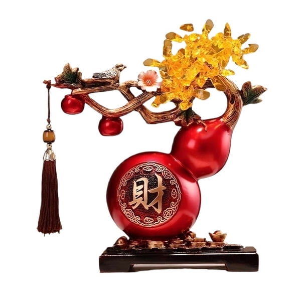 Árbol de dinero de cristal con adorno de calabaza, decoración Feng Shui for sala de estar, cristales de Reiki for la suerte