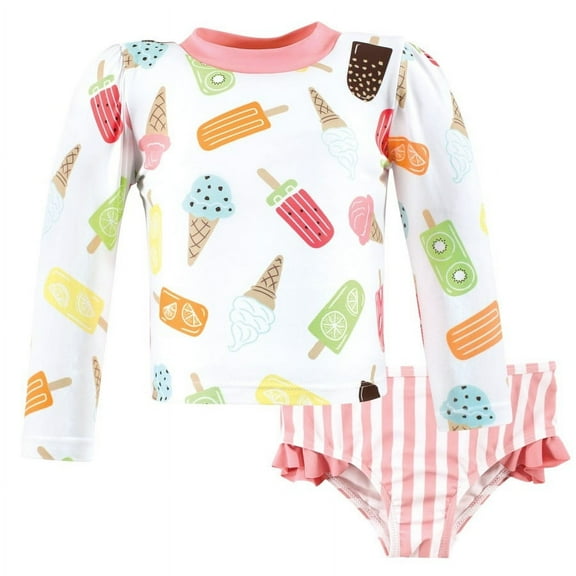Hudson Baby Girls Swim Rashguard Set, Ice Cream Popsicle, 3-6 Months