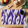 thumbnail image 2 of Placemats Set of 8, Purple White Moire Woven Placemat, Linen Place Mats for Kitchen/Dining Tables, Modern Abstract Art Elegant Washable Table Mats for Party, 2 of 8