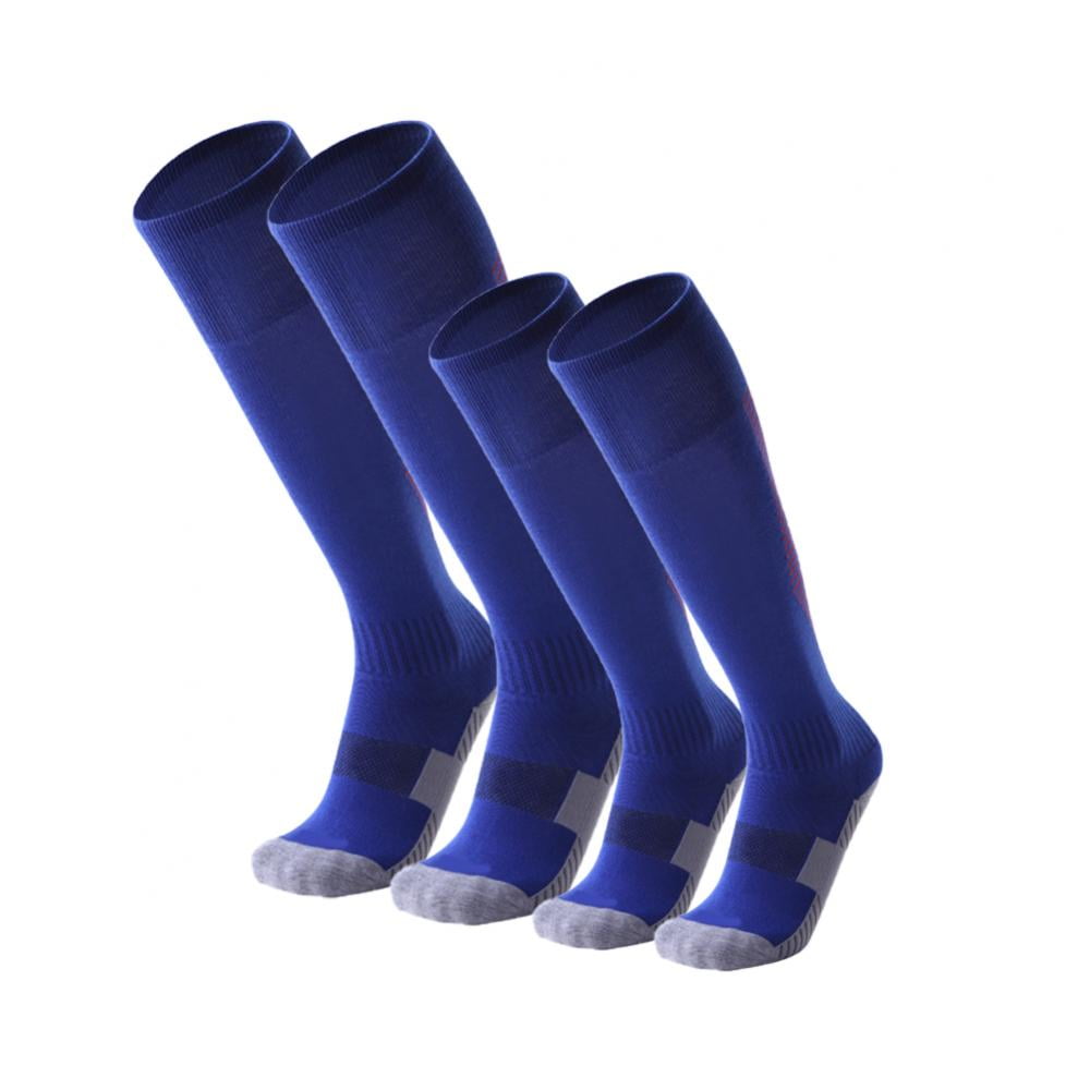 Adult/Kids Soccer Socks 2 Pairs Knee High Tube Socks Towel Bottom