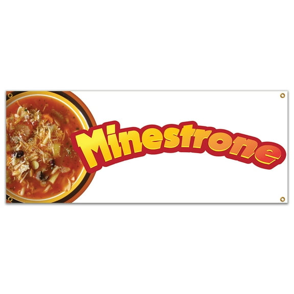 SignMission B-Minestrone19 48 in. Minestrone Banner with Concession Stand Food Truck Single Sided