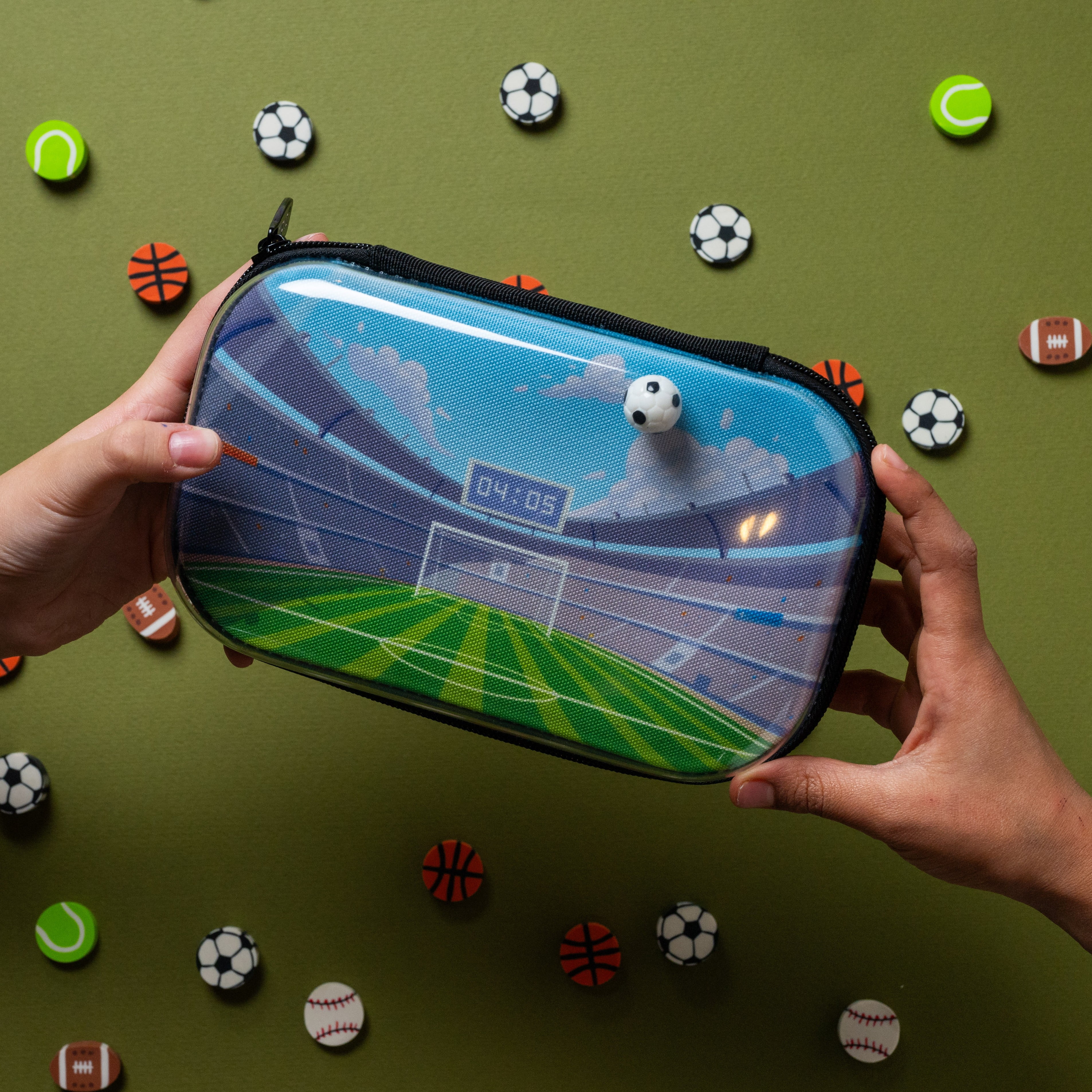 ZIPIT Soccer Pencil Box for Boys with Clear Top for Elementary School