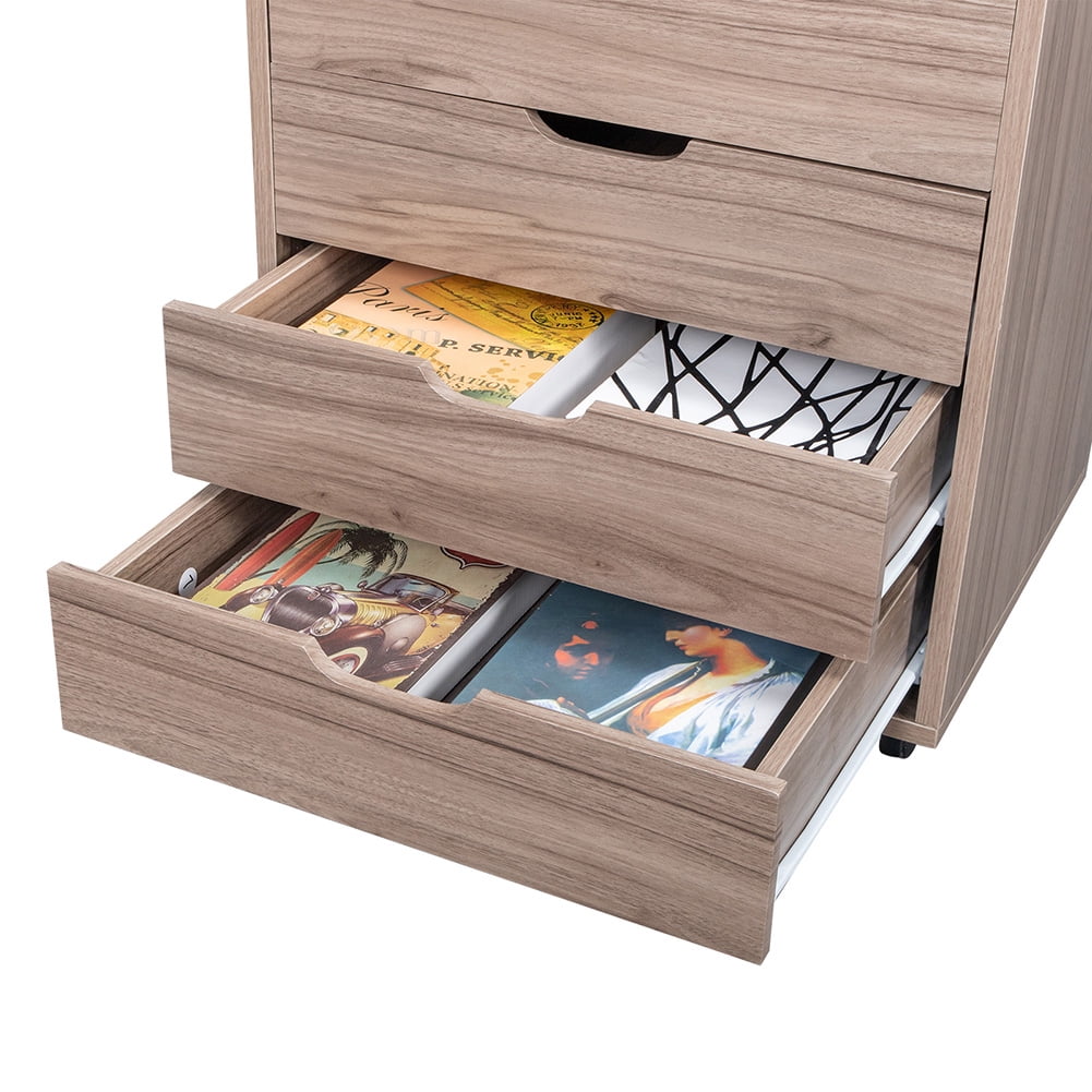 Kepooman File Cabinet, Wood Filing Cabinet with 7 Drawers, Mobile File Cabinet for Letter / Legal Size, Grey Oak Kepooman File Cabinet, Wood Filing Cabinet with 7 Drawers, Mobile File Cabinet for Letter / Legal Size, Grey Oak